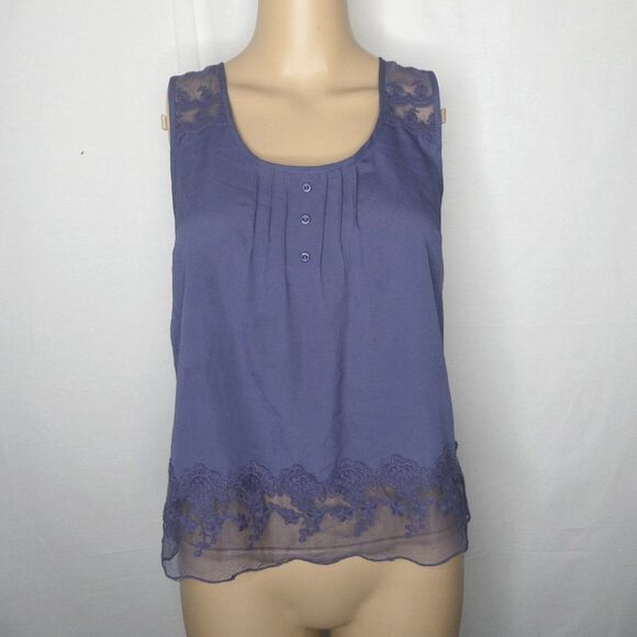 Kimchi Blue Pintuck Crocheted Lace Overlay Blouse - Picture 1 of 12